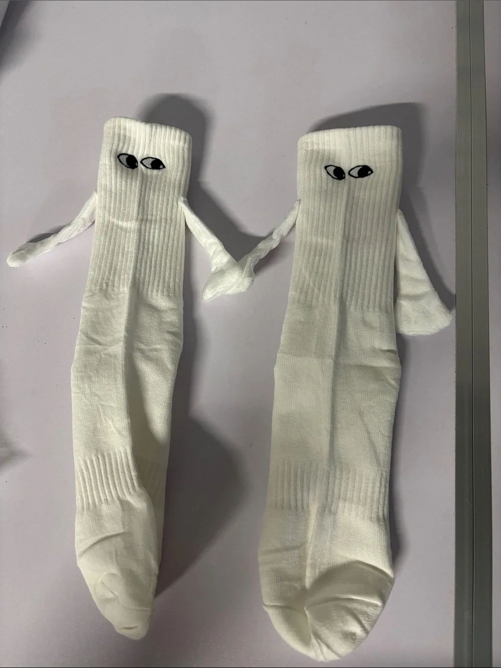 White  Crew Socks with Eye Detail
